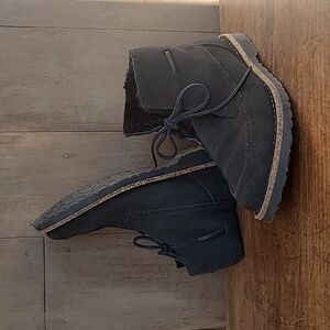 EUC Birkenstocks Bootie Women's sz 38/7US Bakki Black Suede with Faux Fur Lining